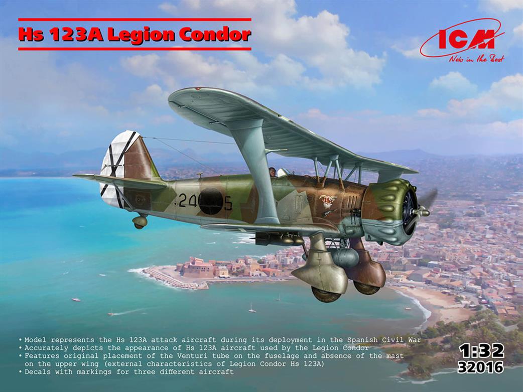 ICM 1/32 32016 Hs 123A-1 Legion Condor Attack Aircraft Kit