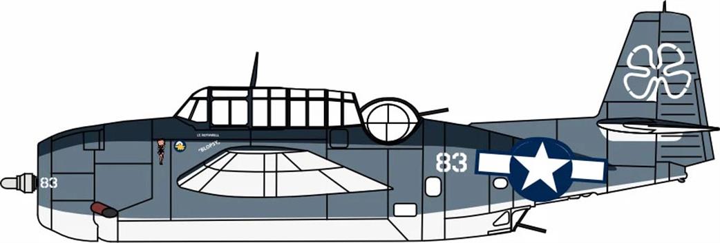 Oxford Diecast 1/72 AC132 Grumman Avenger White 83 Blopsy Composite Sqn.76 USS Petrof Bay 1945