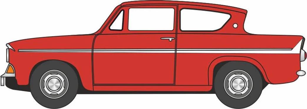 Oxford Diecast 1/76 76105012 Ford Anglia Monaco Red