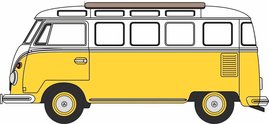 Oxford Diecast 1/76 76VWS014 VW T1 Samba Bus Yellow/White