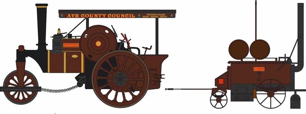Oxford Diecast 1/76 76FSR007 Fowler Steam Roller & Coleman Flapper Covenanter/Ayr County Council