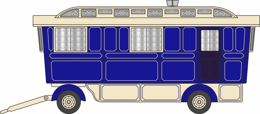 Oxford Diecast 1/76 76SCV003 Showmans Caravan Blue/Cream