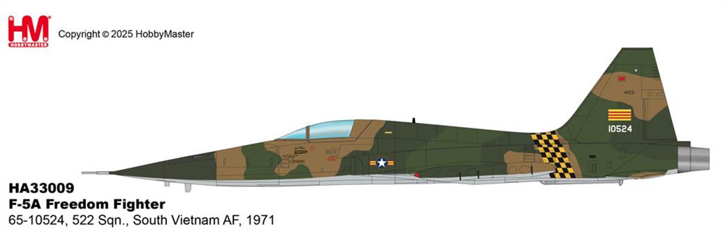 Hobby Master 1/72 HA33009 F-5A Freedom Fighter  65-10524, 522 Sqn., South Vietnam AF, 1971 Diecast Aircraft Model