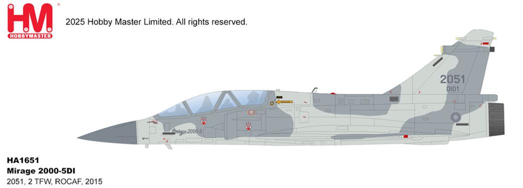 Hobby Master 1/72 HA1651 Mirage 2000-5DI 2051/DI01 2nd TFW ROCAF 2014 Aircraft Model