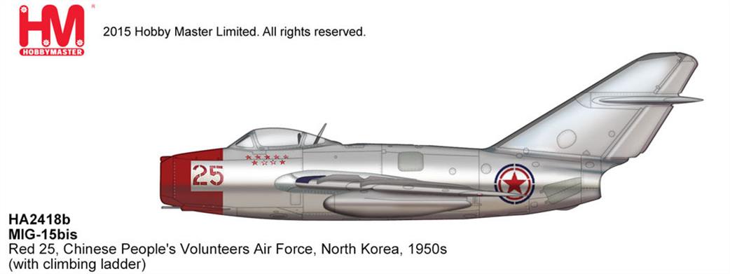 Hobby Master 1/72 HA2418b MIG-15bis No.25 Chinese People's Volunteers AF North Korea 1950s