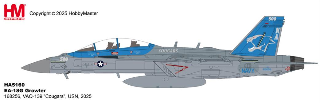 Hobby Master 1/72 HA5160 EA-18G Growler 168256 VAQ-139 Cougars USN 2025