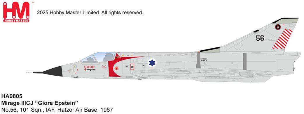 Hobby Master 1/72 HA9805 Mirage IIICJ Giora Epstein IDF Aircraft Model