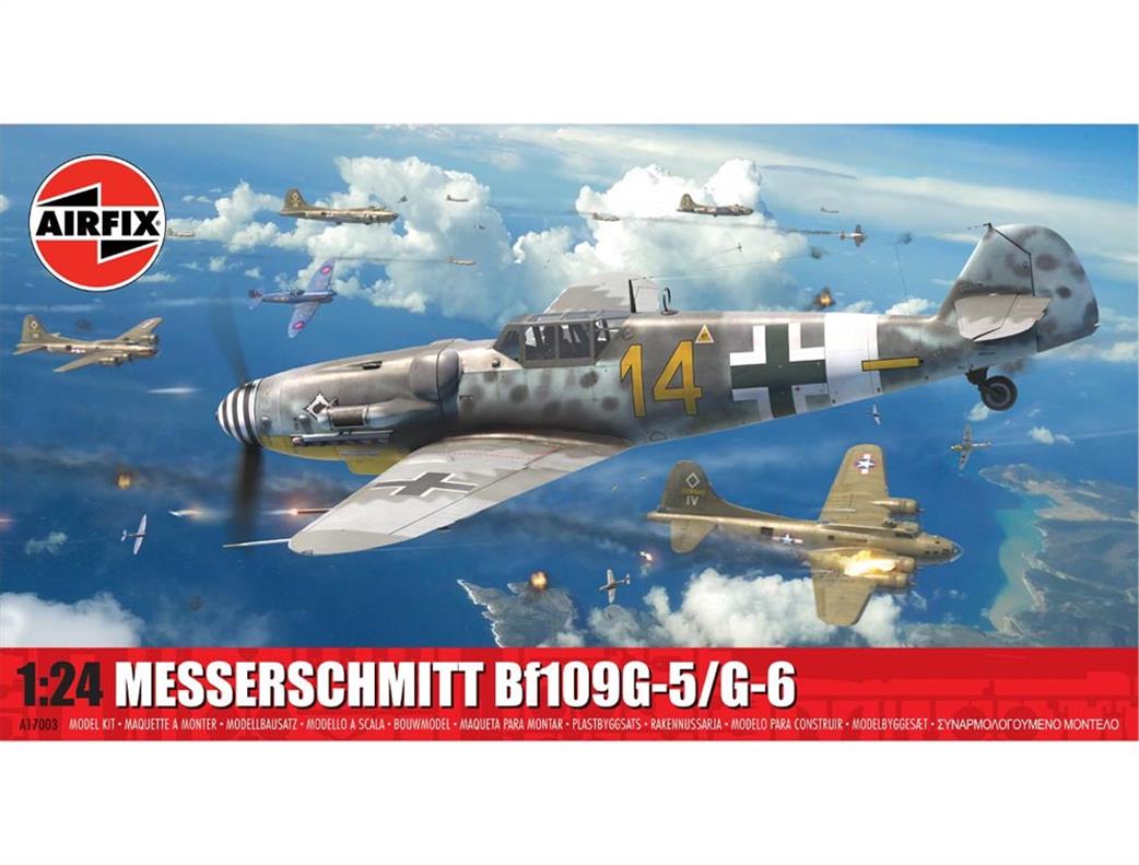 Airfix 1/24 A17003 Messerschmitt Bf109G-5/6 WW2 German Fighter Plane Kit