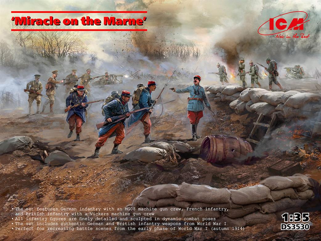ICM 1/35 DS3529 Miracle on the Marne WWI British, French & German Infantry Figure Set