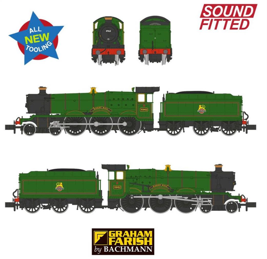 Graham Farish N 372-010SF GWR 49XX 4962 Ragley Hall BR Lined Green Early Emblem DCC Steam Locomotive