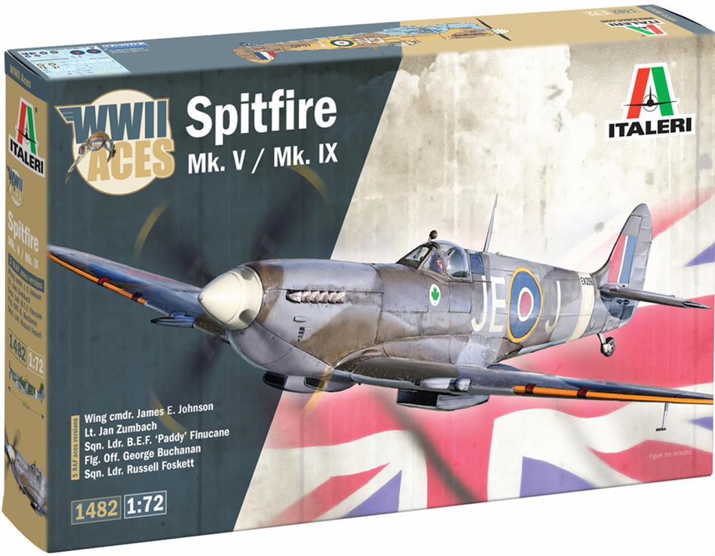 Italeri 1/72 1482 Spitfire Mk.V / MKIX Aces WW2 Fighter Kit