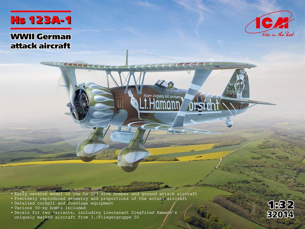 ICM 1/32 32014 Hs 123A-1 Late German WW2 Attack Aircraft Kit