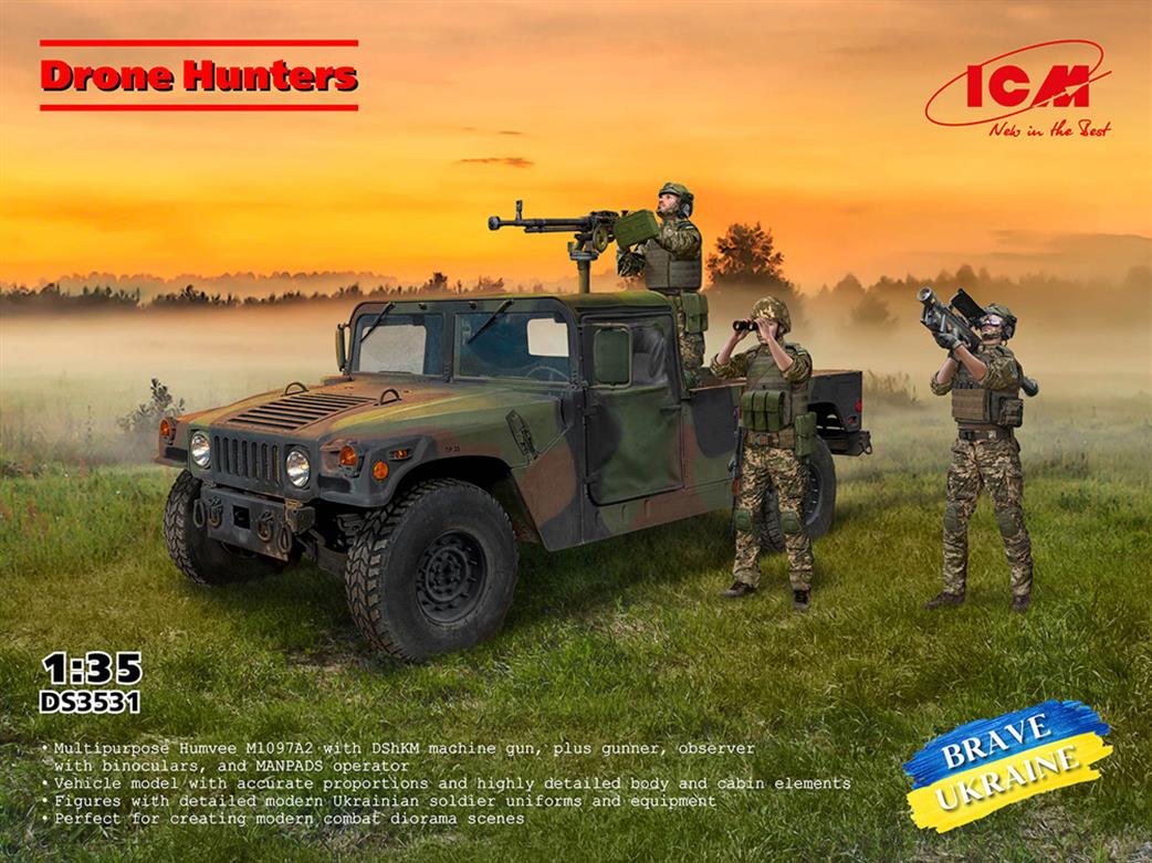 ICM 1/35 DS3531 Drone Hunters Humvee M1097A2 Cargo Carrier Kit