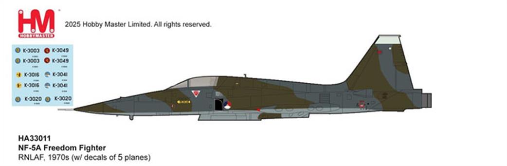 Hobby Master 1/72 HA33011 NF-5A Freedom Fighter  RNLAF Diecast Aircraft Model