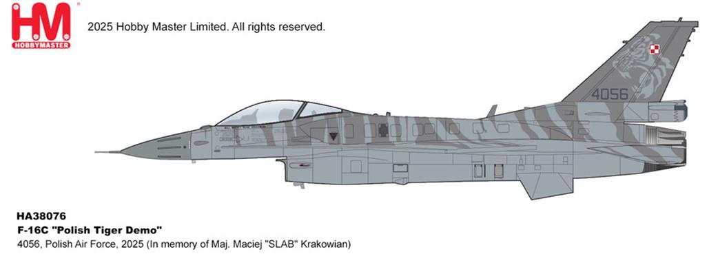 Hobby Master 1/72 HA38076 F-16C Maj. Maciej SLAB Krakowian 4052 Polish Air Force 2025 Diecast Model