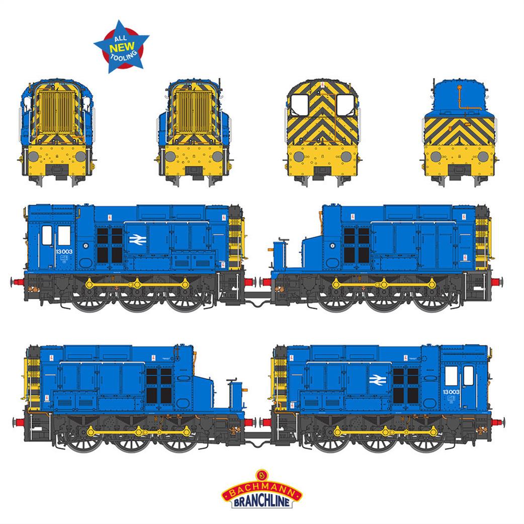 Bachmann OO 35-946SF Class 13 Diesel Shunter 13003 BR Green Wasp Stripes DCC Sound
