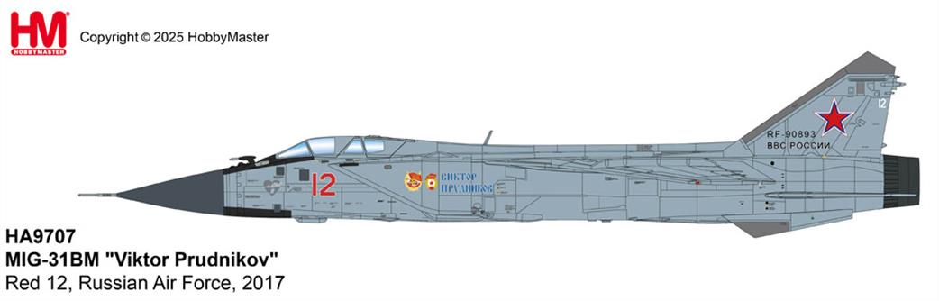 Hobby Master 1/72 HA9707 MIG-31BM Viktor Prudnikov Red 12 Russian Air Force 2017
