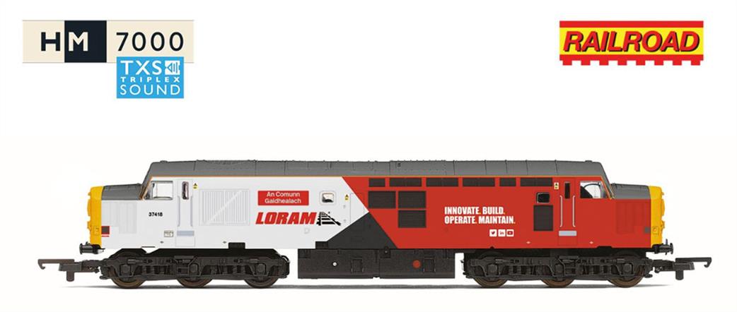 Hornby OO R30436TXS RailRoad Loram Class 37 418 An Comunn Gaidhealach DCC Sound Fitted