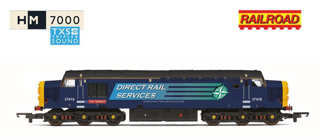 Hornby OO R30437TXS RailRoad DRS Class 37 419 Carl Haviland DCC Sound Fitted Loco Model