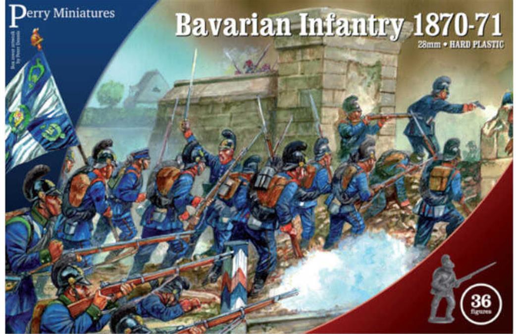 Perry Miniatures 28mm PRU25 Bavarian Infantry 1870-71 36 Unpainted Hard Plastic Figures