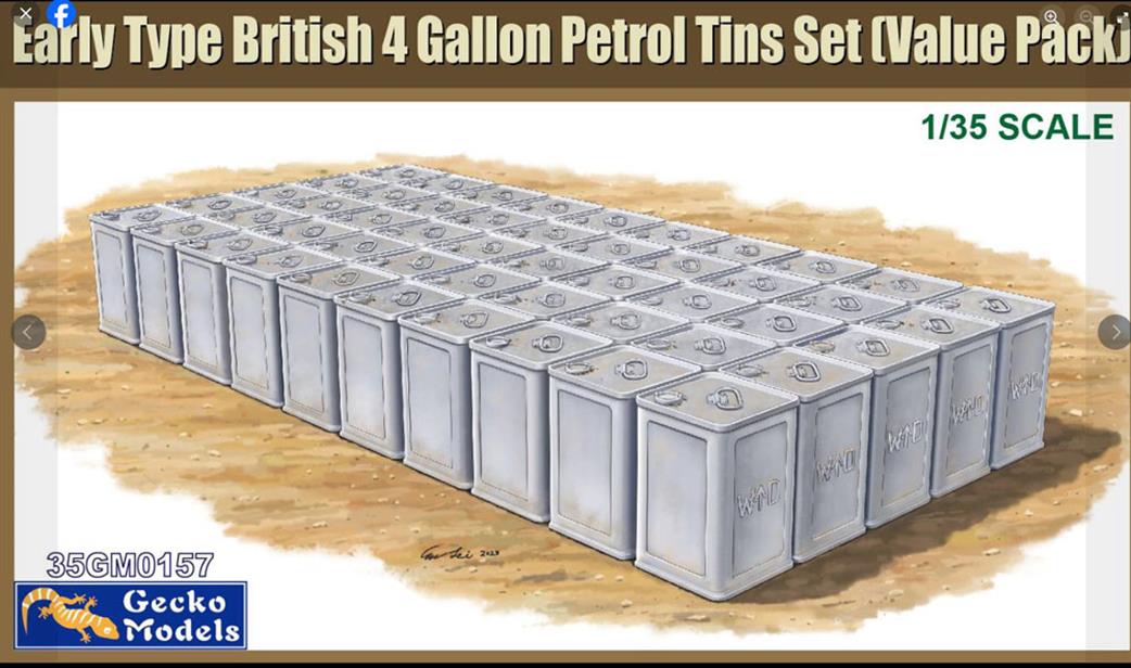 Gecko Models 1/35 35GM0157 Early Type British 4 Gallon Flimsies Petrol Tins Set (Value Pack)