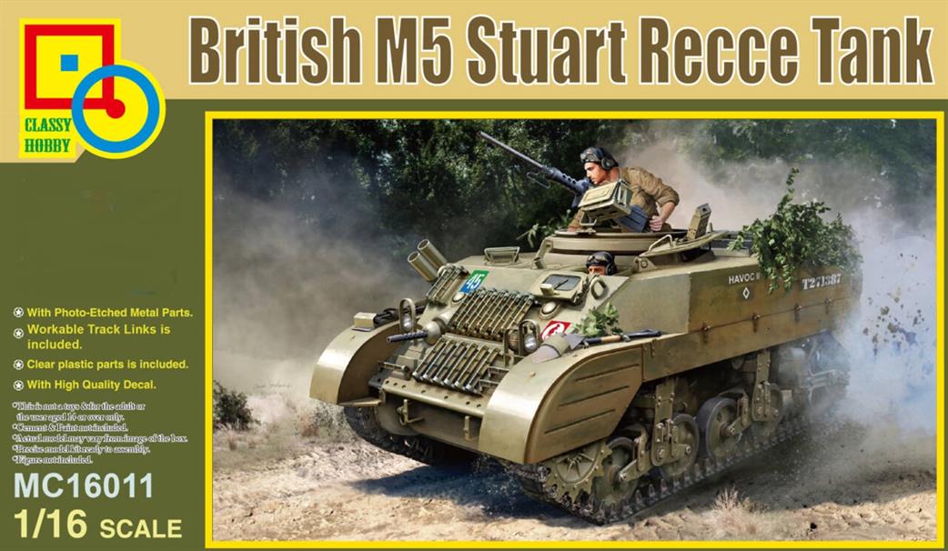 Classy Hobby 1/16 MC16011 British M5 Stuart Recce Tank Kit