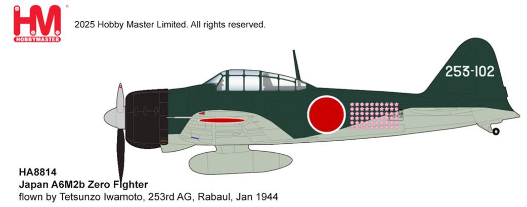 Hobby Master 1/48 HA8814 Japan A6M2b Zero Fighter flown by Tetsunzo Iwamoto