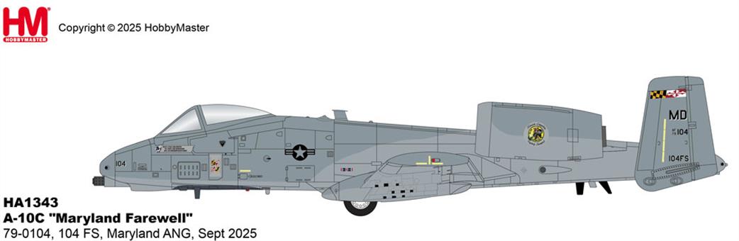 Hobby Master 1/72 HA1343 A-10C Thunderbolt II Maryland Farewell USAF Ground Attack Aircraft Model