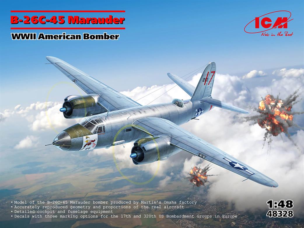 ICM 1/48 48328 B-26C-45 Marauder, WWII American Bomber Kit