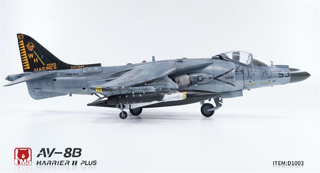 UMA Models 1/48 D1003 Harrier II AV8B Plus Tigers USMC VTOL Aircraft Kit