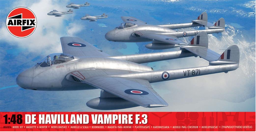 Airfix 1/48 A06107A De Havilland Vampire F.3 Aircraft Kit