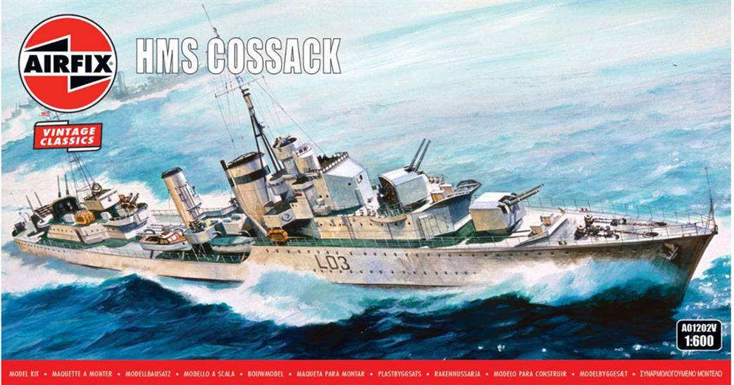 Airfix 1/600 A01202V HMS Cossack British Destroyer Vintage Classic Kit