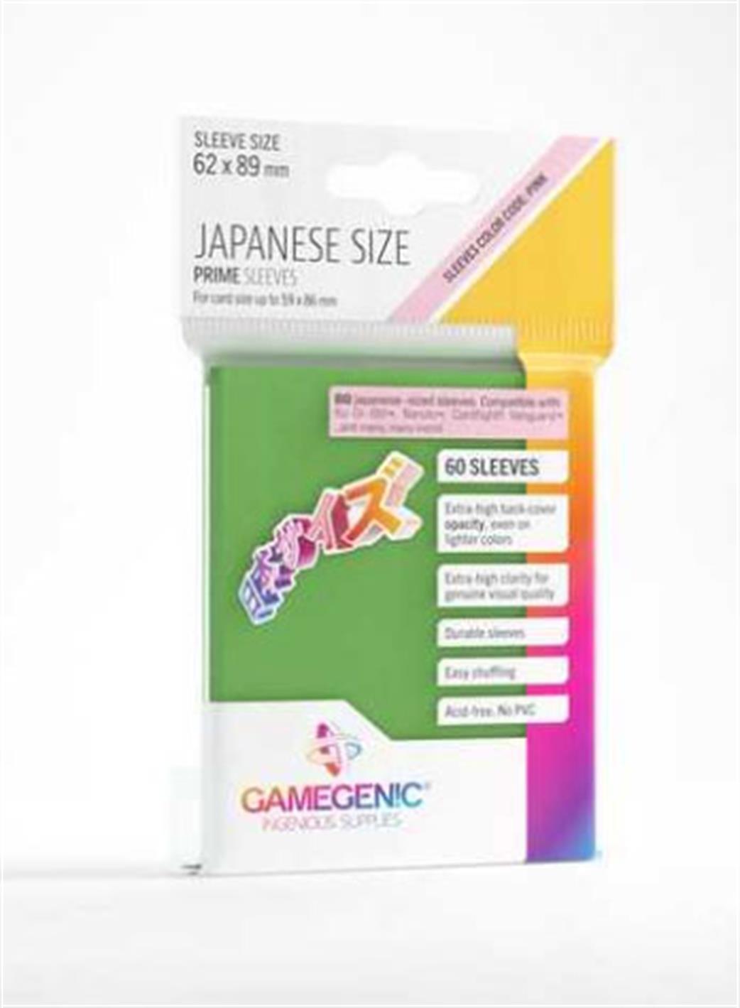 GameGenic  GGS10120ML 60 Small Green Prime Deck Protectors