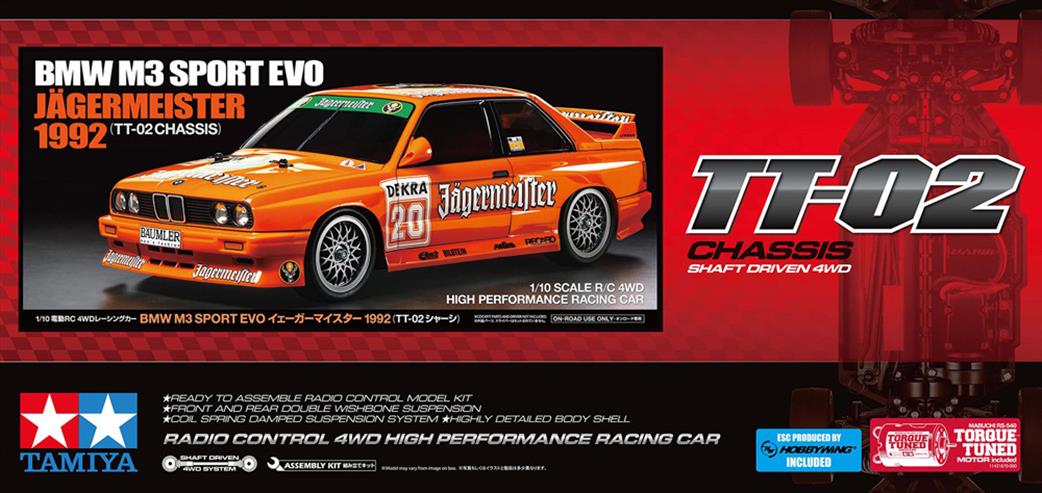 Tamiya 1/10 58760 BMW M3 Sport Evo Jägermeister 1992 (TT-02) RC Car Kit