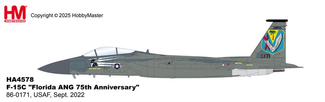 Hobby Master 1/72 HA4578 F-15C Florida ANG 7th Anniversary Diecast aircraft model