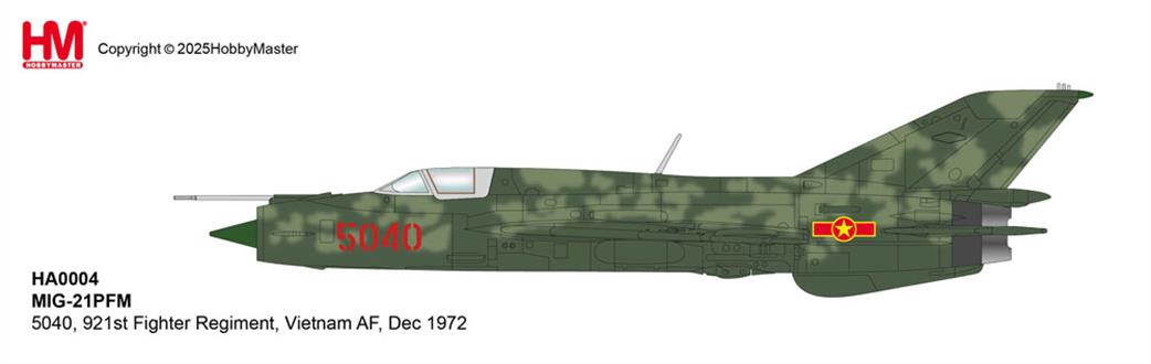 Hobby Master 1/72 HA0004 MIG-21PFM 504, 921st Fighter Regiment, Vietnam AF  Dec 1972 