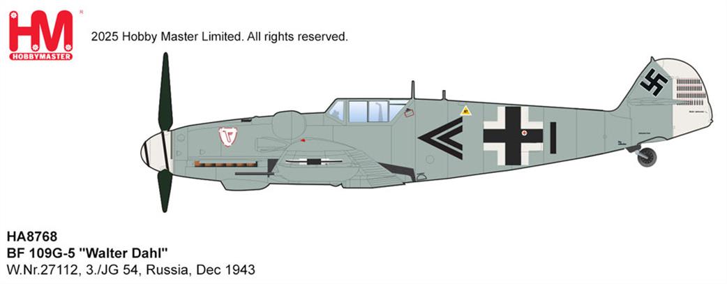 Hobby Master 1/48 HA8768 BF109G-5 Walter Dahl WW2 Fighter Aircraft Model