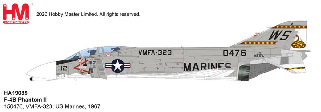 Hobby Master 1/72 HA19085 F-4B Phantom VMFA323 US Marines Diecast aircraft model