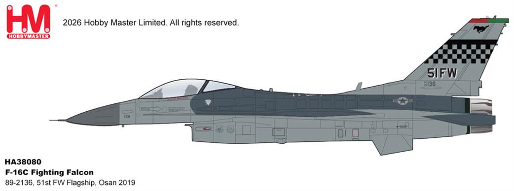 Hobby Master 1/72 HA38080 F-16C Fighting Falcon 51st FW Flagship Osan 2019