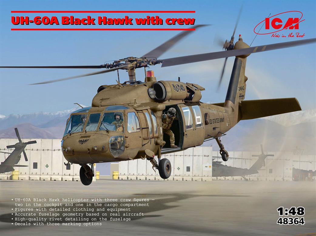 ICM 1/48 48364 UH-60A Black Hawk Helicopter with 3 Crew Figures