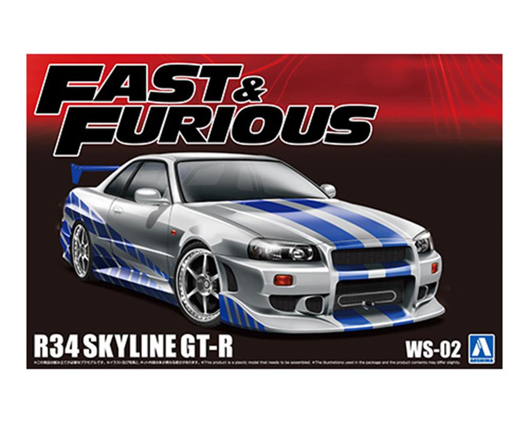 Aoshima 1/24 06795 Fast & Furious Nissan R34 Skyline GT-R Car Kit