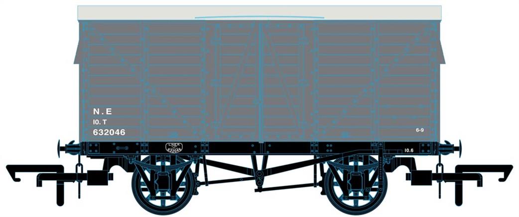 Oxford Rail OO OR76GEGV004 GER 10T Covered Van LNER (Post 1936) 632046