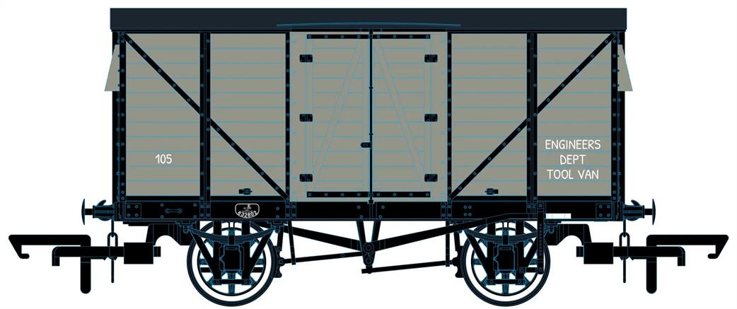 Oxford Rail OO OR76GEGV006 GER 10T Covered Van NYMR No 105 (1970s preserved)
