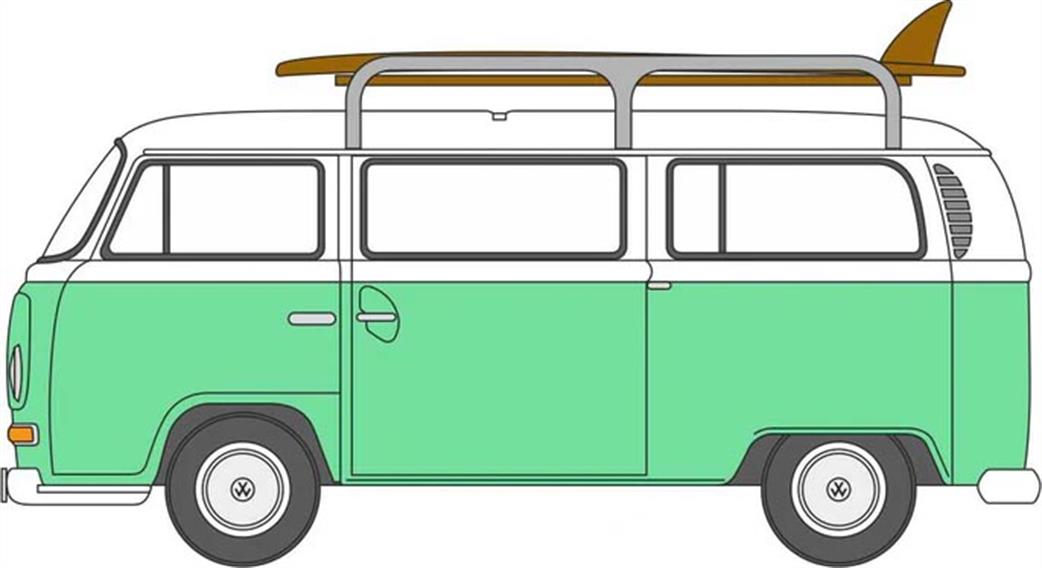 Oxford Diecast 1/120 120VW007 VW T2 Bus/Surfboards Birch Green/White