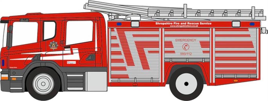 Oxford Diecast 1/148 NSFE010 Scania Pump Ladder Shropshire Fire & Rescue Service