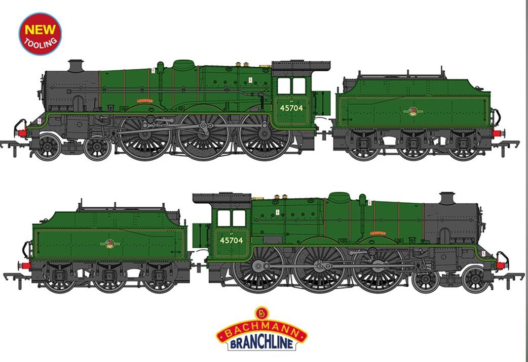 Bachmann OO 31-977 LMS Jubilee w/Fowler Tender 45704 Leviathan BR Lined Green (L/C)