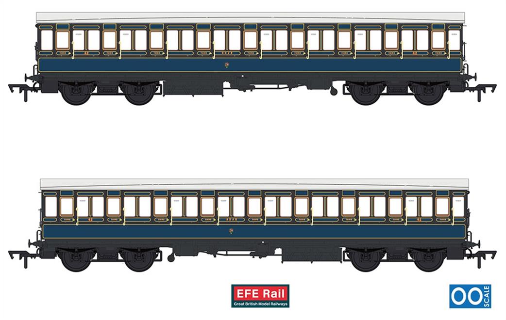 EFE Rail OO Gauge E86036 54ft non-Corridor Third S&DJR Lined Blue Coach