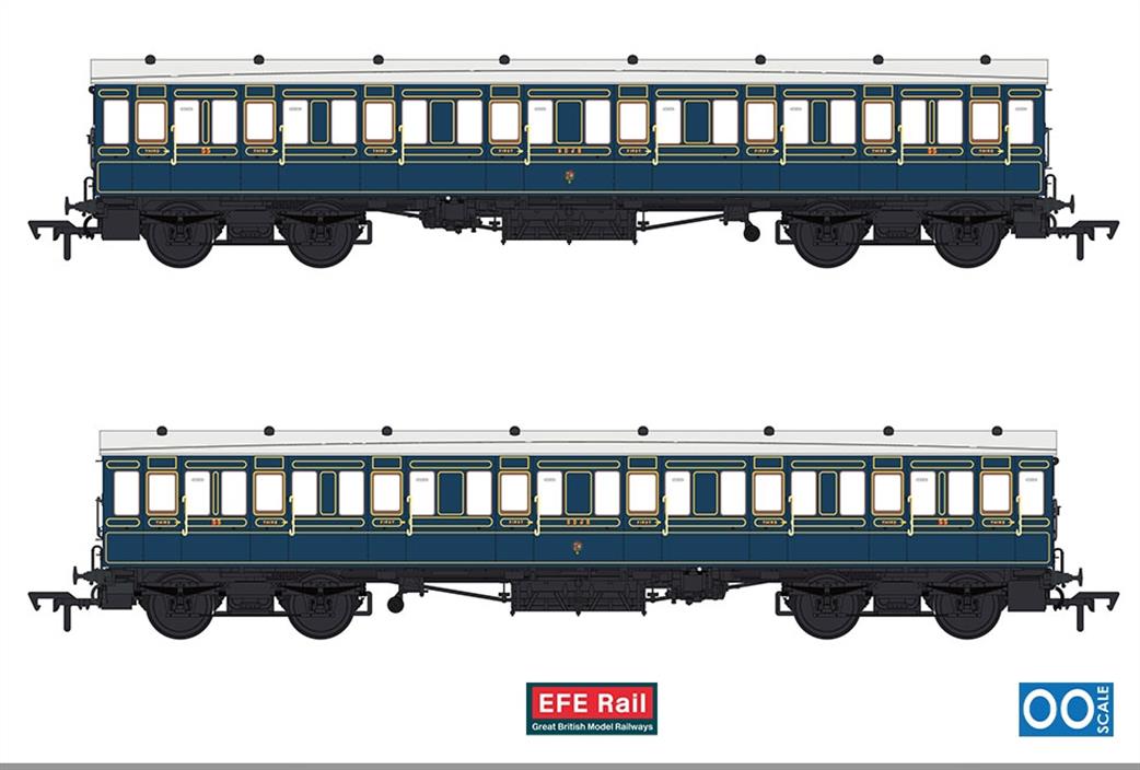 EFE Rail OO Gauge E86037 54ft non-Corridor Composite S&DJR Lined Blue CoachCopy