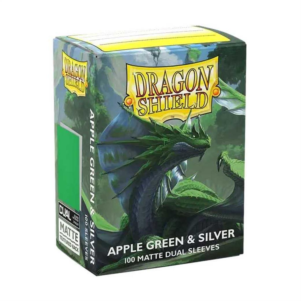 15073 Dragon Shield Matte Dual Standard Sleeves - Apple Green & Silver (100 ct.)