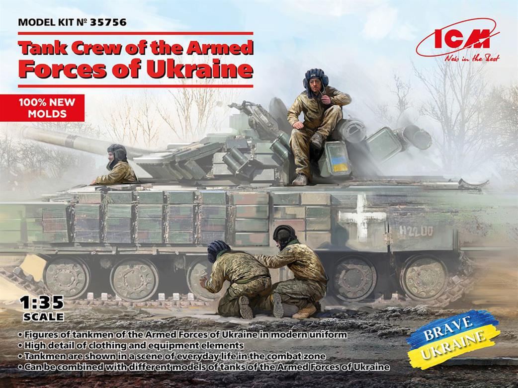 ICM 1/35 35756 Tank Crew Figure Set Of Ukraine 4 Figures To Assemble And Paint